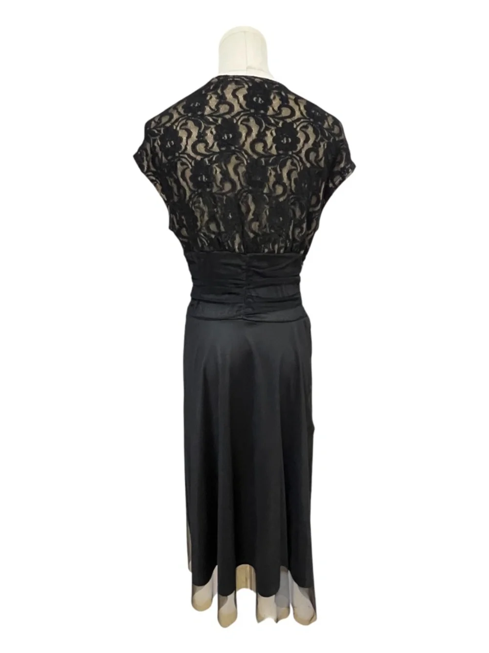 EUC Vintage Coldwater Creek Black Lace Fit & Flare Midi Dress | Size 10P